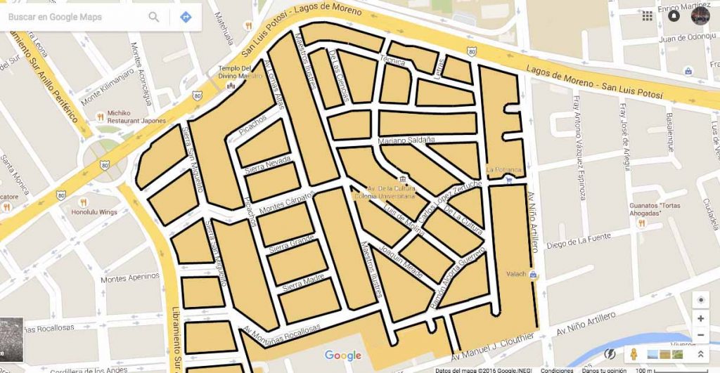 Calles que incluyen el Comité de Prevención del Delito